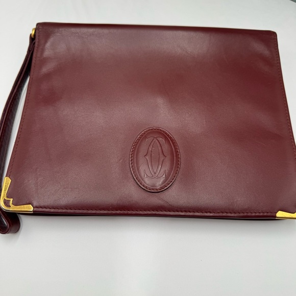 Cartier Must de Cartier Vintage Burgundy Leather Clutch Wristlet - Picture 2 of 9